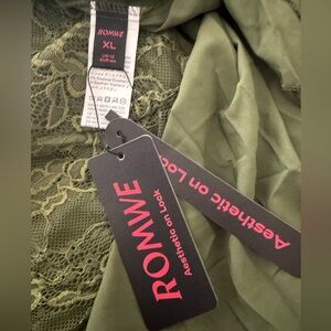 ROMWE Sage Green Lace Detail Skirt